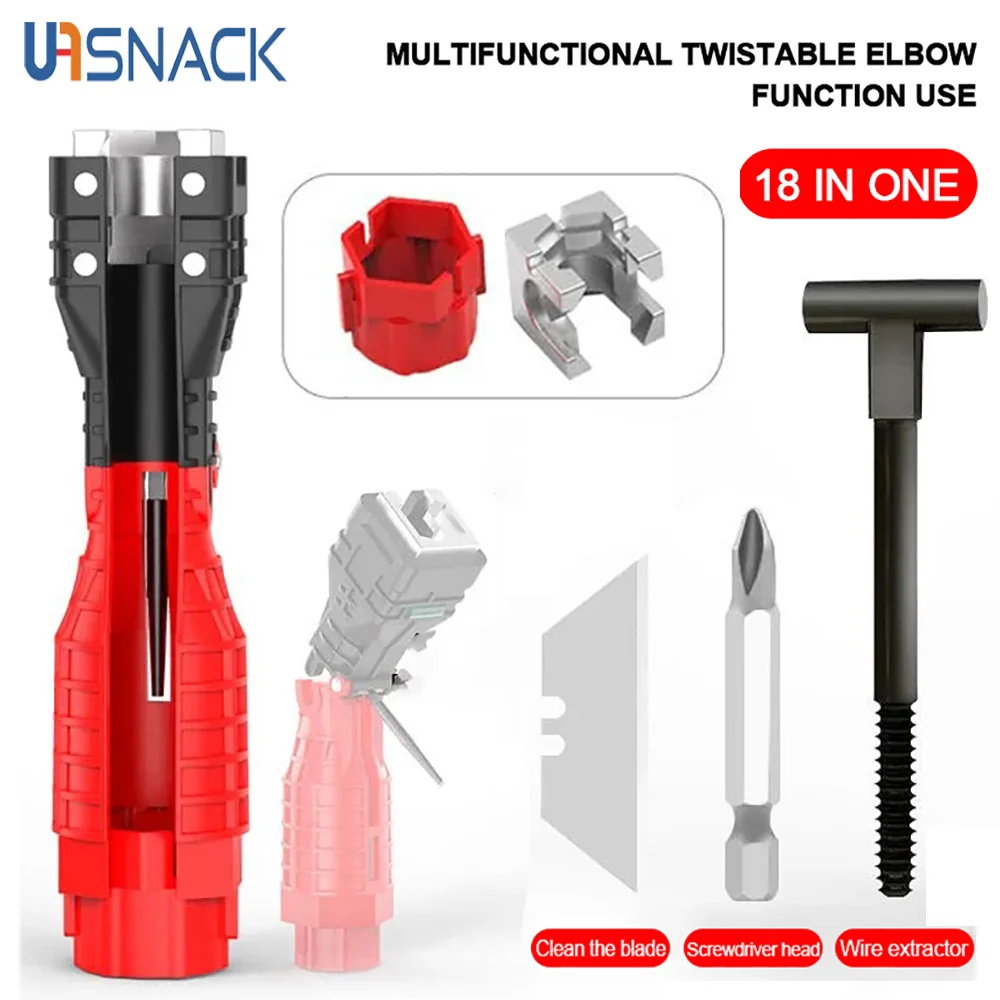 

Набор гаечных ключей для раковины, противоскользящий инструмент 18 в 1 для ремонта воды и водопроводных труб в ванной комнате