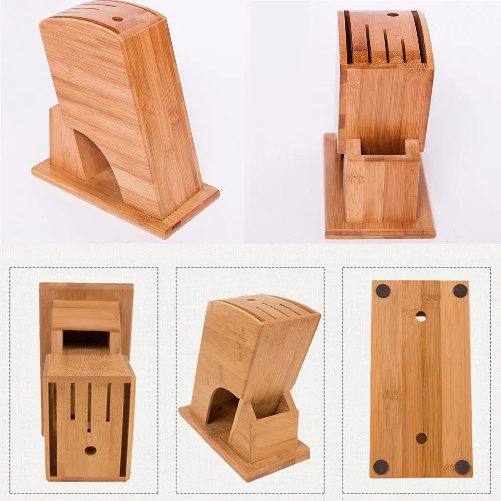 Шесть слот деревянный держатель блока ножницы стойка для хранения