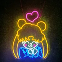 Custom Sailor Moon Cute Anime Led  Neon Sign Light Decor Indoor Wall Hanging Girl Gift Birthday Kids Room Bedroom wall decor,