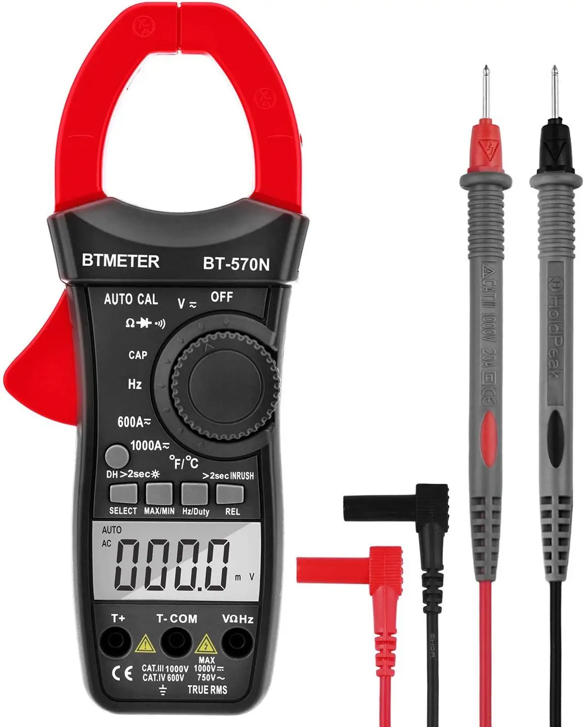 Фото Цифровые клещи BTMETER True RMS, измеритель тока и напряжения переменного/постоянного тока с автоматическим диапазоном 6000 и дисплеем, тест на вводный ток, 570N №1