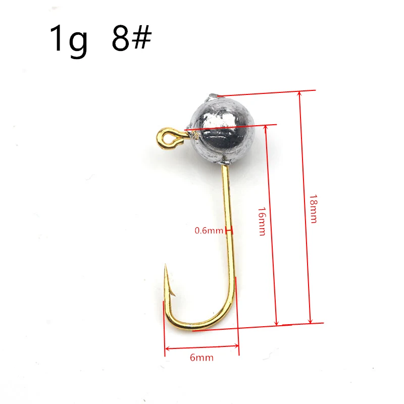 Rompin 10 шт Мини Золотой Jig Head крючок окунь крюк 1g подледной рыбалки крючком Мягкая