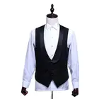 Черный мужской жилет для свадьбы, смокинг для жениха, цельный Приталенный жилет, модная однотонная мужская одежда