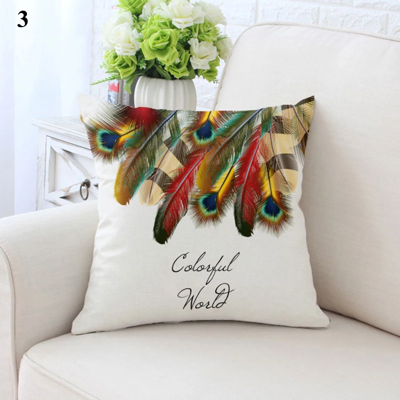 

Peacock Feather Cushion Cover Beautiful Color Contrast Animal Feather Pillowcase For Sofa Car Home Decor Pillow Case 45*45cm