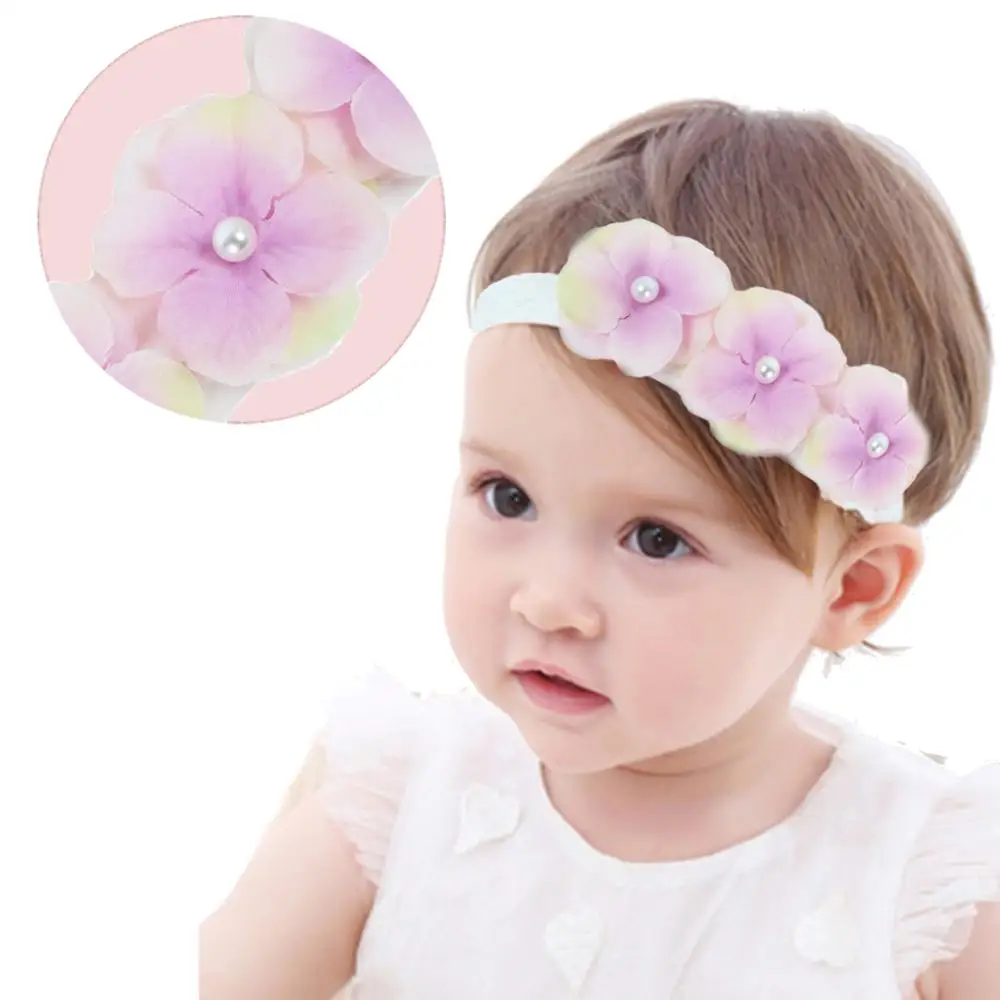 2 Pcs Fashion Baby Girl Hairband Toddlers Infant Cloth Headbands Floral Pearl Headwrap Women Summer Wear Cute Hair Accessories | Детская
