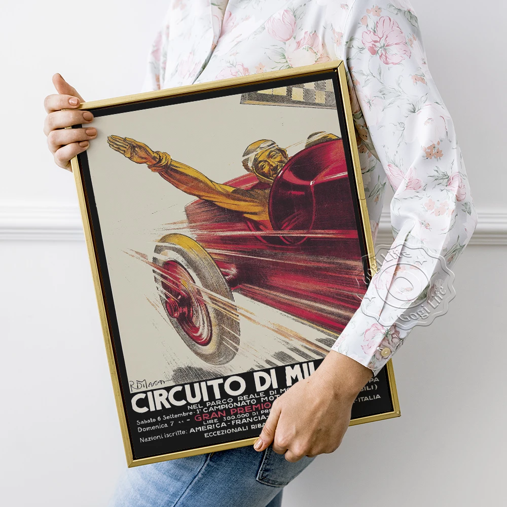 

Gran Premio D'Italia Art Prints, 1924 Circuito Di Milano Automobile Vintage Art Prints, Recing Club Decor Boys Room Wall Picture