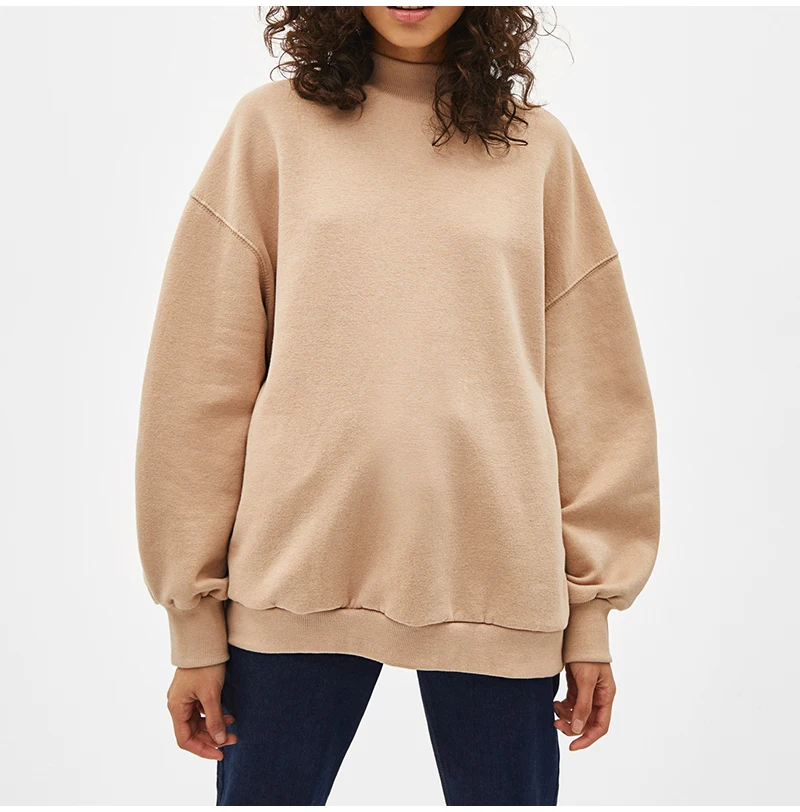Autumn Knitted Casual Sweatshirt Women O Neck Long Sleeve Khaki Oversized Hoodies Loose Jumper Sweatshirts Female