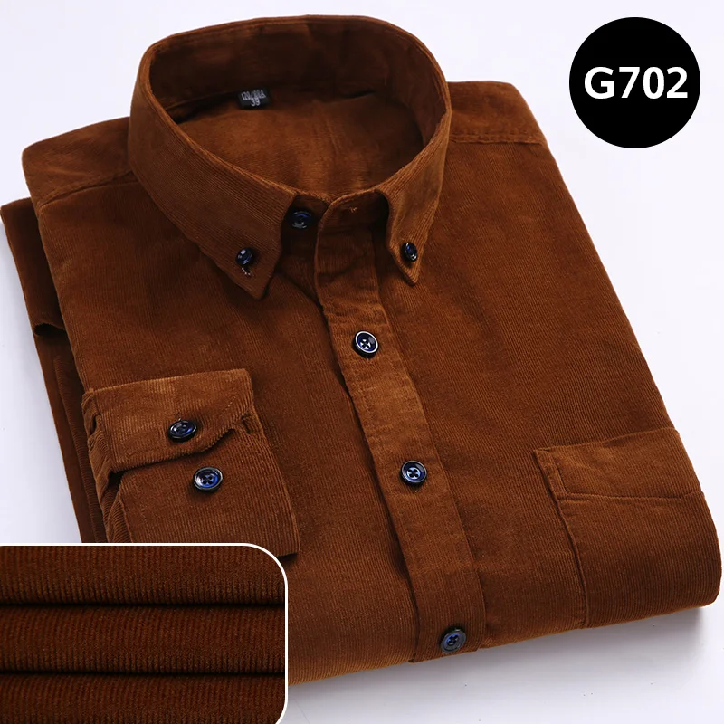 Corduroy Shirt 6XL 5XL Big Yards Long Sleeve Shirt Men Solid Color Button Collar Mens Dress Shirts Casual New Arrival Cotton