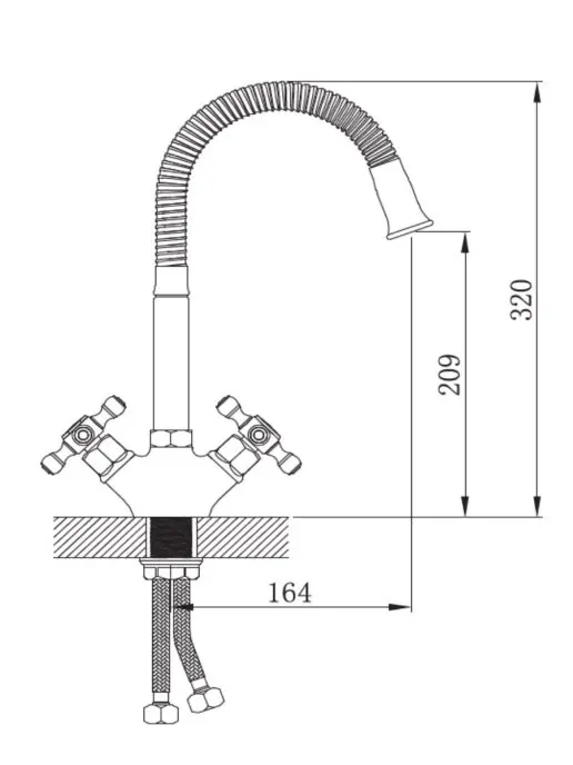 POTATO Смеситель для кухни (мойки) с высоким гибким изливом бронзовый|Смесители