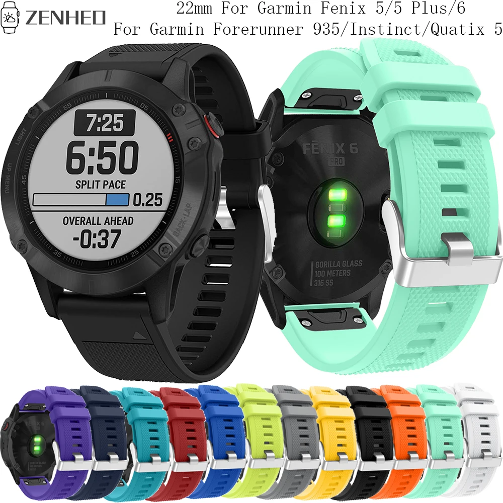 22 мм силиконовый ремешок для Garmin Fenix 6/5/5 Plus Quick Release Band для Garmin Forerunner 935/Instinct/Quatix 5 Smart Watch band