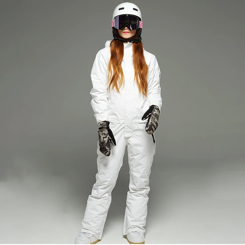 Взрослый цельный лыжный костюм белый мужской и женский однослойный анорак с
