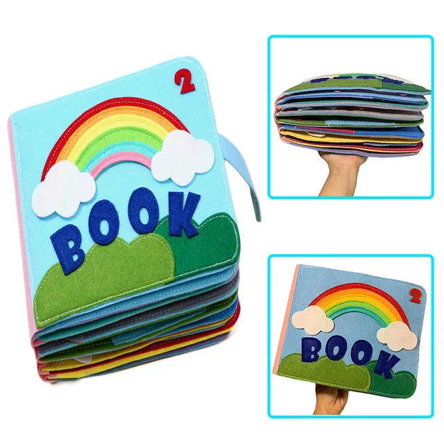 

Washable Montessori Baby Busy Board 3D Toddlers Story Cloth Book Early Learning Education Habits Knowledge Developing Toys