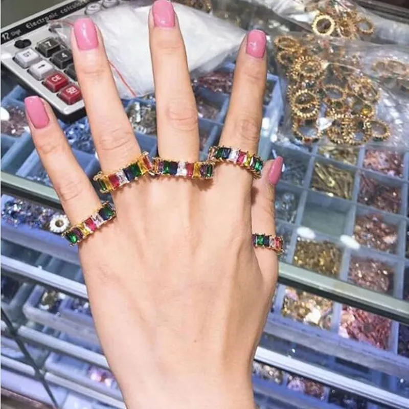 Оптовая продажа радужные серьги cz кольцо браслет позолота последняя мода