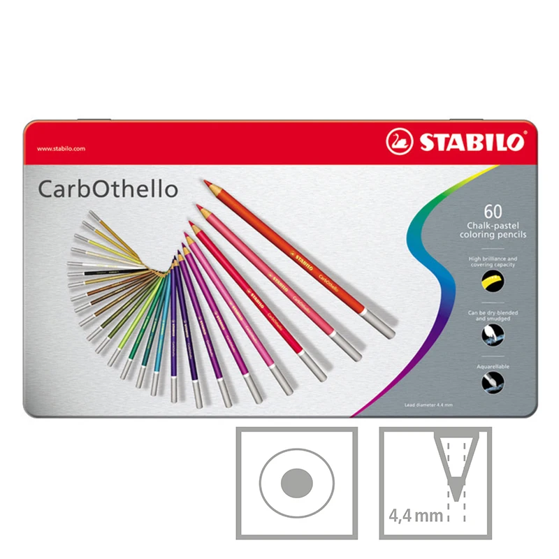 Germany Stabilo 1460 60 color water soluble 4.4mm lead color pencil CarbOthello pastel chalk pencil.