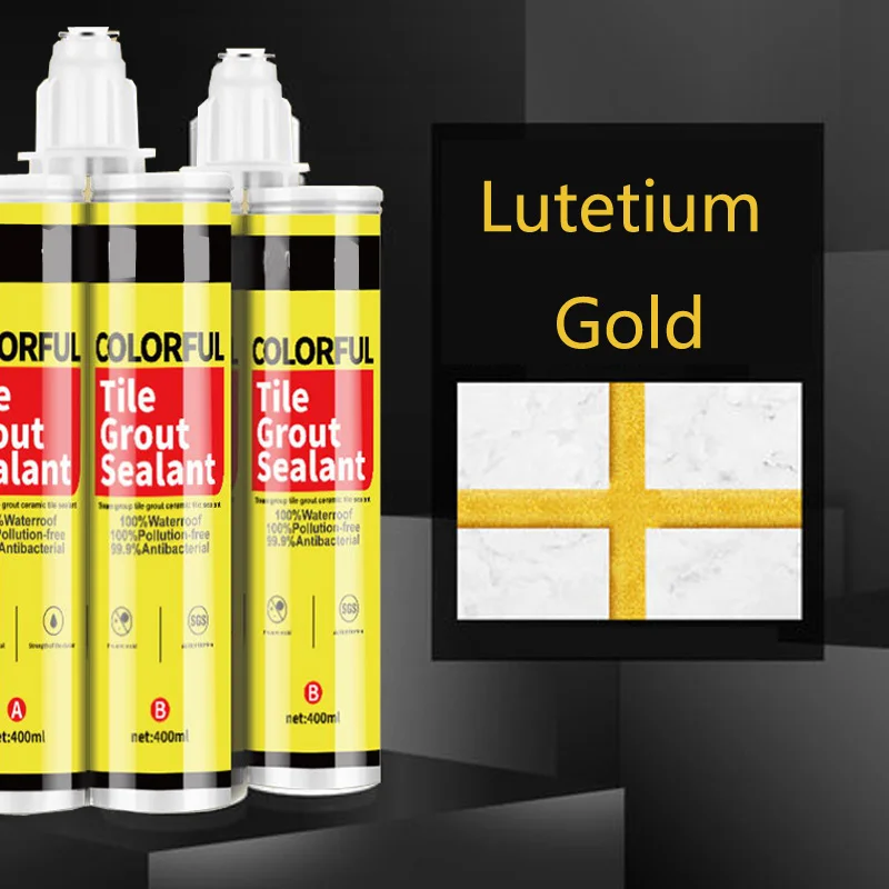 Lutetium gold 1 шт 400 мл 24 цвета двухкомпонентная керамическая Гибкая эпоксидная плитка затирка для наполнения швов и стыков - Цвет: Lutetium gold