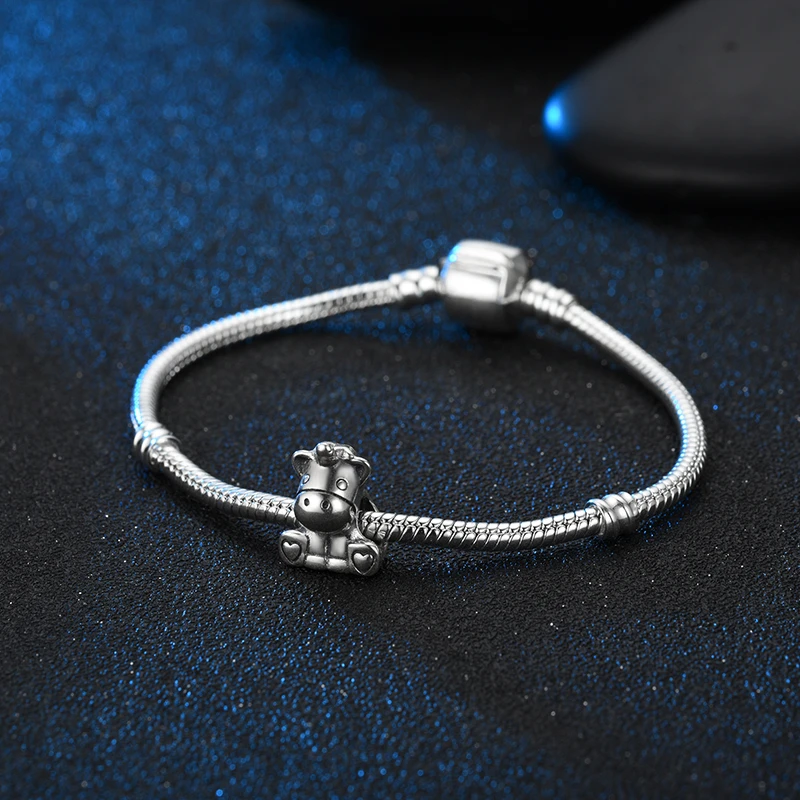 DEVOLOVE милый Бруно Единорог амулеты подходит pandora Шарм оригинальные браслеты