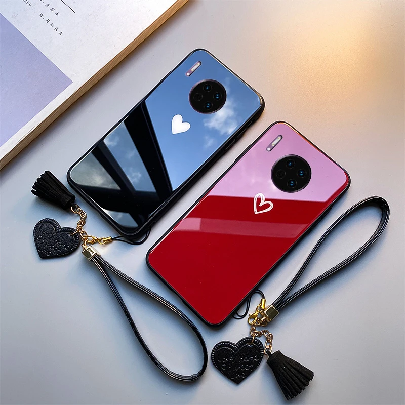 

For VIVO NEX 3 Z5 Z5X Z1 Pro Case Free strap Red Black Heart Hard Tempered Glass Cover For vivo NEX 3 s U3 U3X phone Casing