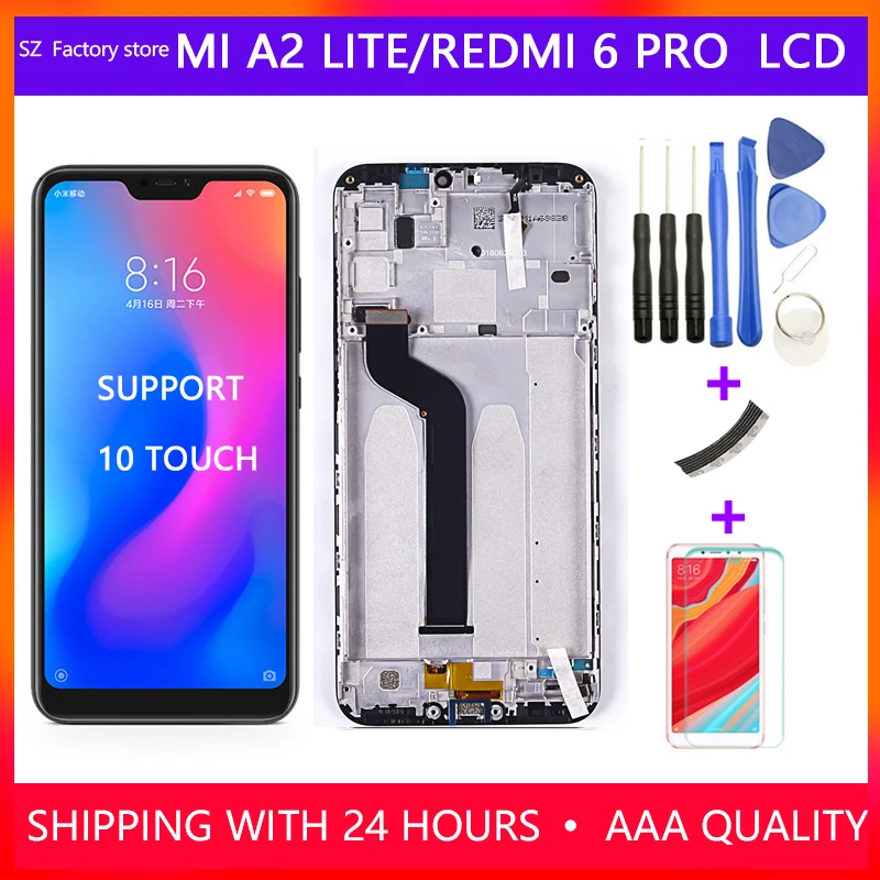 5,8" Замена экрана для Xiaomi mi A2 Lite ЖК-дисплей и сенсорный экран дигитайзер Рамка в сборе Набор для Red mi 6 Pro