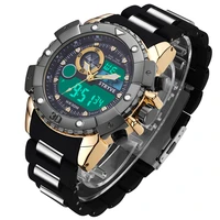 mens watches top brand luxury stryve multifunction sports watch military heavy dial 2 time zone led analog quartz digital watch