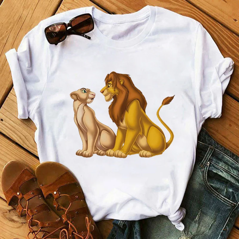 T05-White Новые модные женские футболки Король Лев Harajuku футболка с мультяшным принтом летняя футболка женская Милая футболка с графикой - Цвет: T05-White