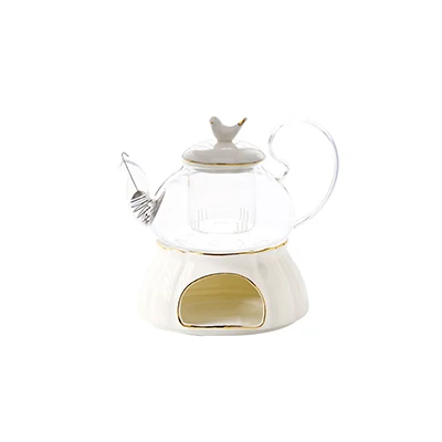 Teapot and base Горячая английский послеобеденный чай керамический стеклянный цветок чайный набор для фруктов чайный горшок Европейский стиль чайный горшок нагревающий чайный горшок набор - Цвет: Teapot and base