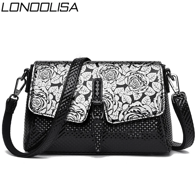 Женская сумка из лакированной кожи Sac роскошная через плечо с цветочным принтом