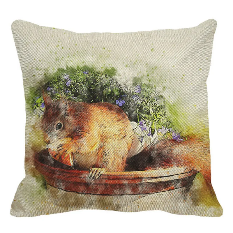 

Watercolor Animal Square Linen Cushion Cover, Size 45x45cm, Home Bedroom Office Decoration, Hotel Car Decoration Cushion Cover .