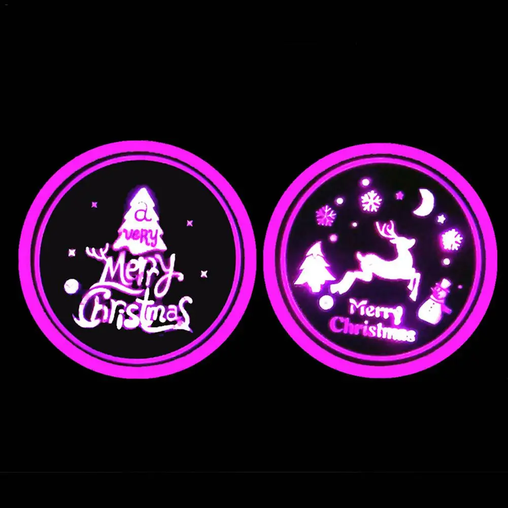 1/2 шт. автомобильный нескользящий коврик для подстаканника с 7 светодиодный |