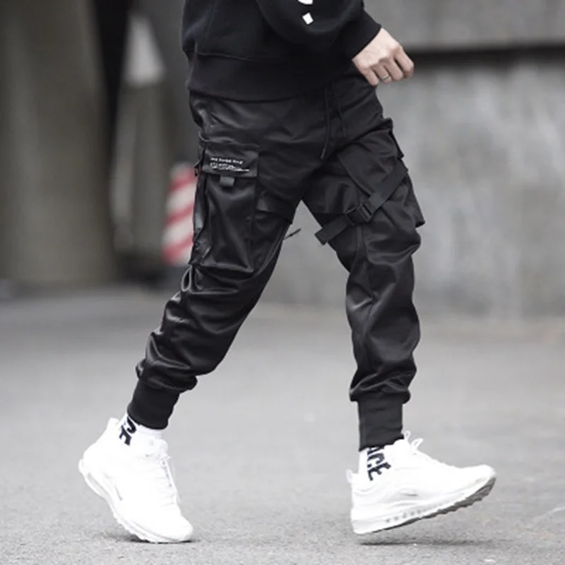 

Ribbons Cargo Pants Men Casual Streetwear Harajuku Pants Hip Hop Trendy Casual Youth Slim Pants Stylish Men's Jogger Trousers