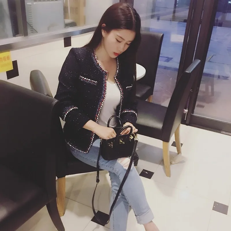 Новинка 2020 Элегантная Женская приталенная твидовая куртка модная саржевая