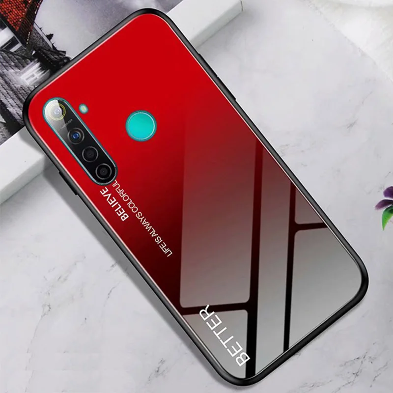 Для OPPO Realme 5 чехол для телефона Q из закаленного стекла Pro роскошный градиентный