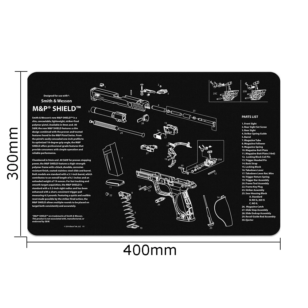 MP SHIELD CZ 75 Gen4 Glock пистолет очистки резиновый коврик с частей схема и инструкции оружейные скамейки коврик для мыши Walther PPQ HK P2000 - Цвет: MP SHIELD