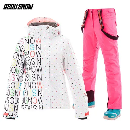 Color 15 GSOU Снежный водонепроницаемый лыжный костюм Женская лыжная куртка брюки Новая женская зимняя уличная лыжная куртка для сноуборда брюки сноуборд наборы - Цвет: Color 15