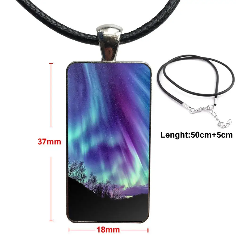 Аврора Borealis модные стеклянные кабошоны кулон ожерелье с женский Стальной