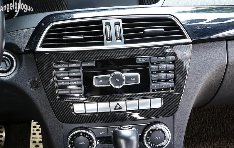 ABS углеродное волокно/хром для Mercedes Benz C class W204 2010-14 Автомобильная центральная консоль CD панель кнопки рамка отделка стикер