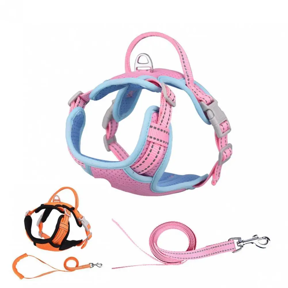 

Non-slip 1 Set Convenient Safe Chest Strap Leash Firm Pet Harness Set Bright Color for Walking
