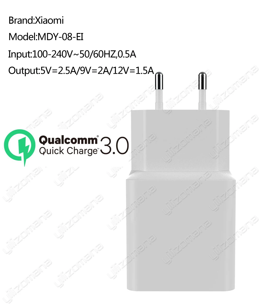 Xiao mi оригинальное зарядное устройство 2.5A 9 V/2A EU быстрый QC 3,0 type-C USB кабель для передачи данных дорожный адаптер для зарядного устройства для mi 5 6 8 Red mi Note 7