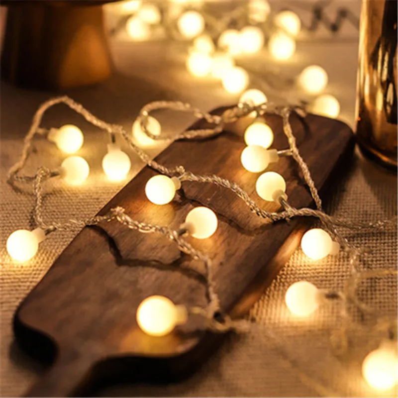 

LED Ball Garland Lights Fairy String Battery Box 1.5/3M Waterproof Outdoor Lamp Christmas Holiday Wedding Party Light Decoration