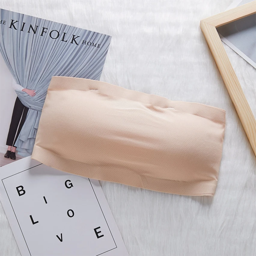 

One-Piece Bra Women Sexy Lingerie Ice Silk Bandeau Bra Strapless Sexy Bras Women Wire Free Solid Color Brassiere Comfortable