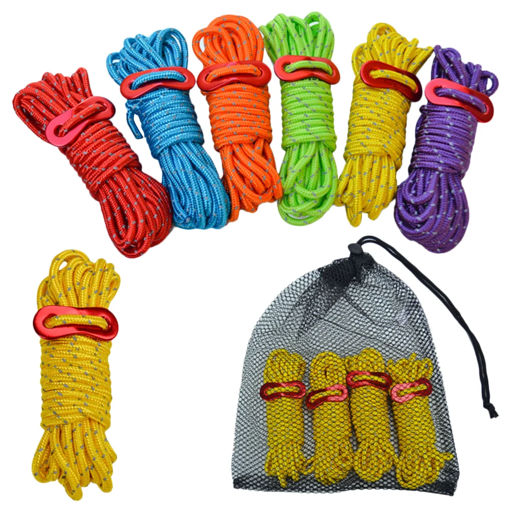 4pcs Multiuse Colorful Tent Hang Lanyard Rope Cord 400cmTent Tensioner Set Reflective Adjust Camping Canopy | Спорт и развлечения