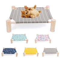 summer cat hammock bed pet sleeping bed mat pet house wood canvas cat lounge bed for small dogs cats house pet accessories