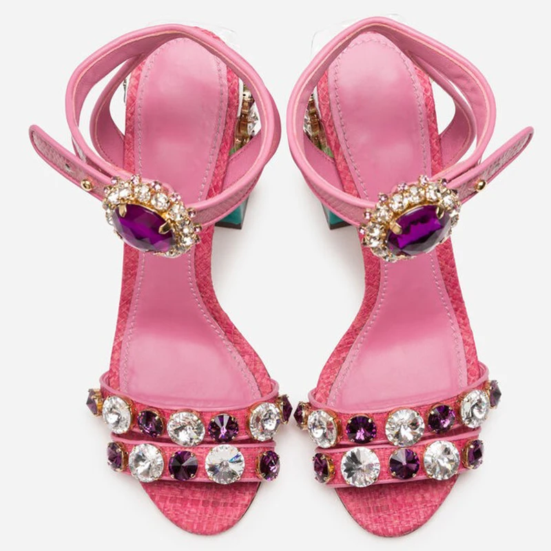 

Prowow Pearled High Heels Sandalias 2020 Summer Shoes Woman Design Ankle Strap Gladiator Sandals Women Pumps Zapatos mujer