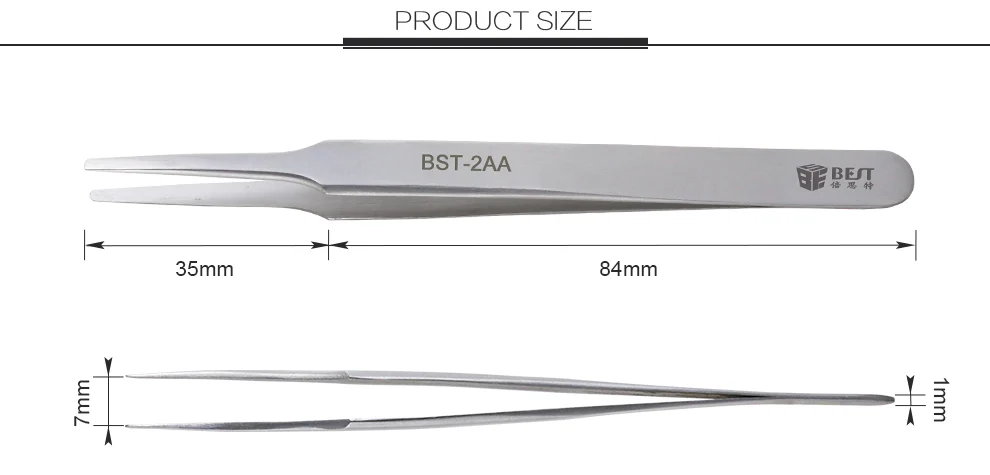 High-quality BEST-2AA portable precision flat mouth Anti-magnetic tweezers heat-resistant PCB repair tool | Инструменты