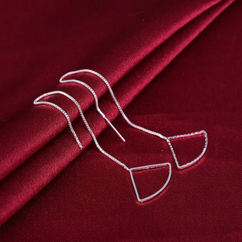 Корейские серьги Длинные Простые подвески геометрические треугольные для