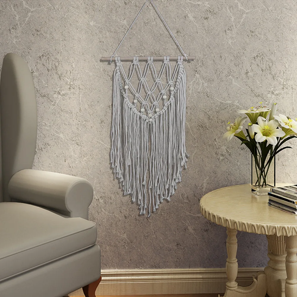 LYN & GY макраме настенный гобелен ручной работы с кружевной тканью богемное