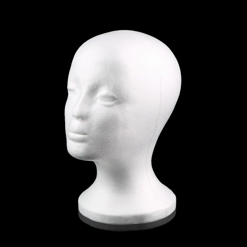

2021 Hot White Female Styrofoam Mannequin Manikin Head Model Foam Sponge Wig Hair Glasses Display Glasses Cap Display Stand