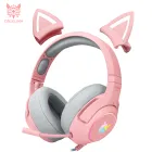 Игровая гарнитура с микрофоном, наушники Demon Cute Cat Ear с шумоподавлением, розовыечерные, 7,1 для ПК, переключателя, PS4, Xbox