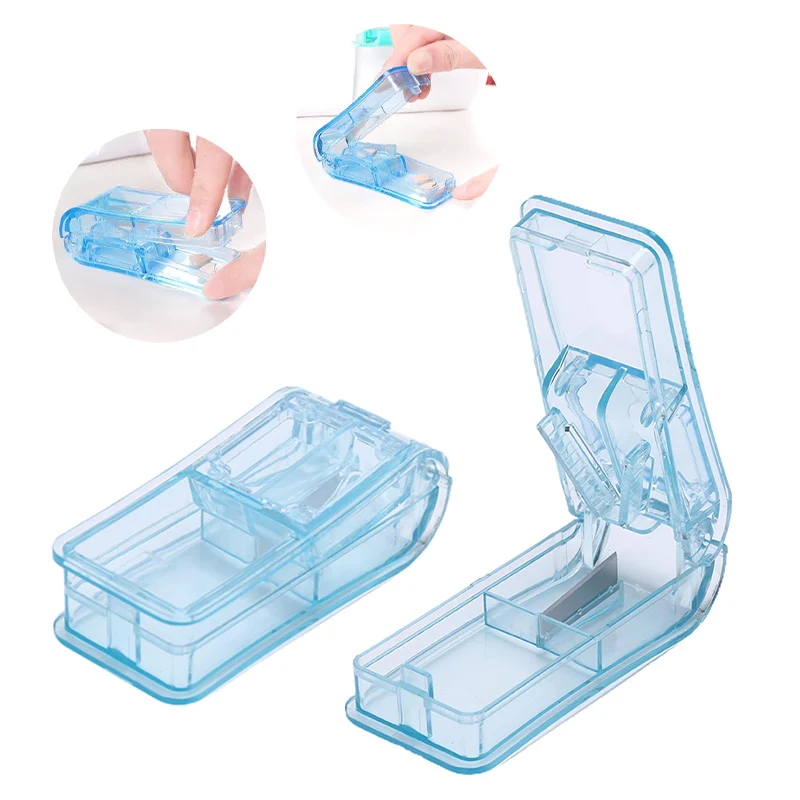 Travel Medicine Pill Cutter Medicine Box Pill Cutting Splitter Drugs Tablet Cutter Divider Storage Case Pill Cases & Splitter