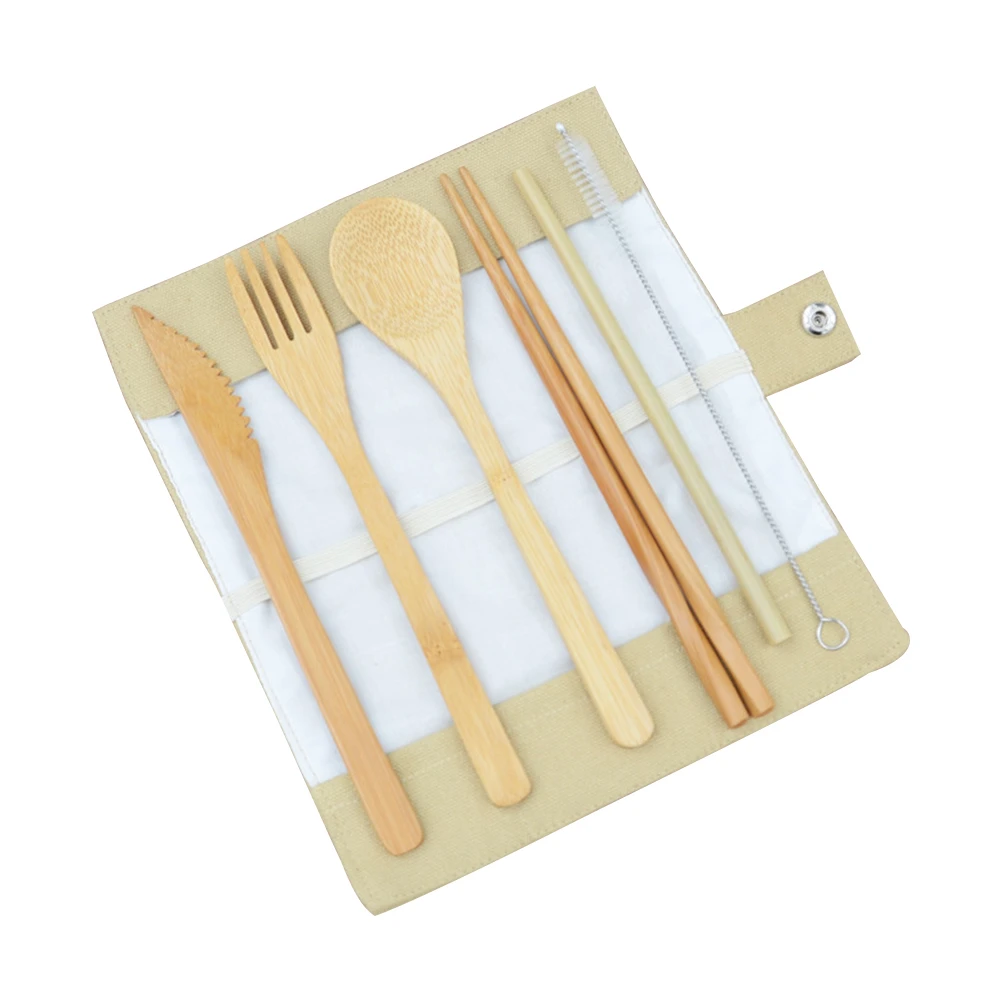Портативный Бамбуковый Обеденный набор 6 шт./лот дорожный экологически чистый