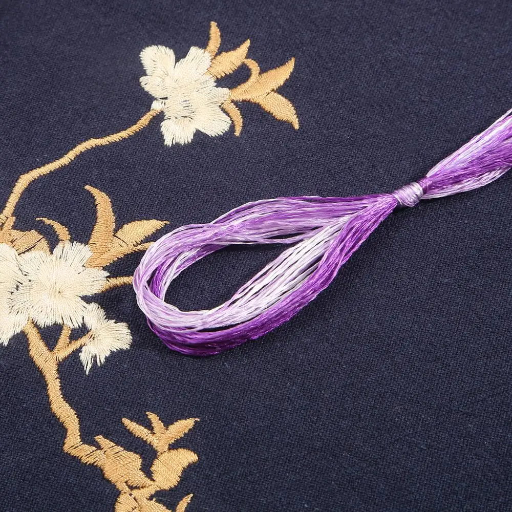 Высококачественные 20 метров разноцветные нитки для вышивки крестом шелковая