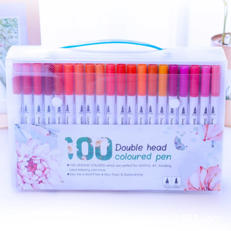 

100 Colored Double Headed Fineliner Markers For Skating Professional Art Drawing Stationery Set Of Artistic Pens